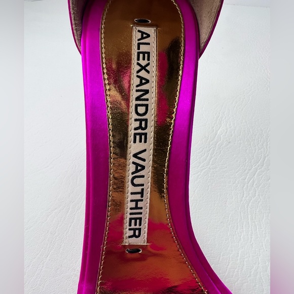 Alexandre Vauthier Yasmin Satin Buckle Fuschia Sandal Heel size 38.5 / 8.5 - Picture 8 of 11